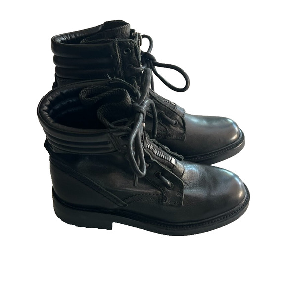 Belstaff Boots Women's Size 6.5 37 Pettra Boot In Black Leather Combat - Picture 2 of 16